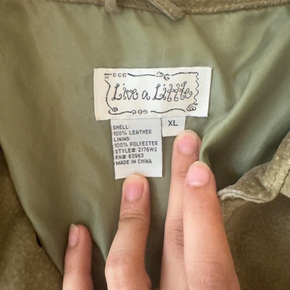 Live a Little Khaki green suede button Jacket - Picture 3 of 5